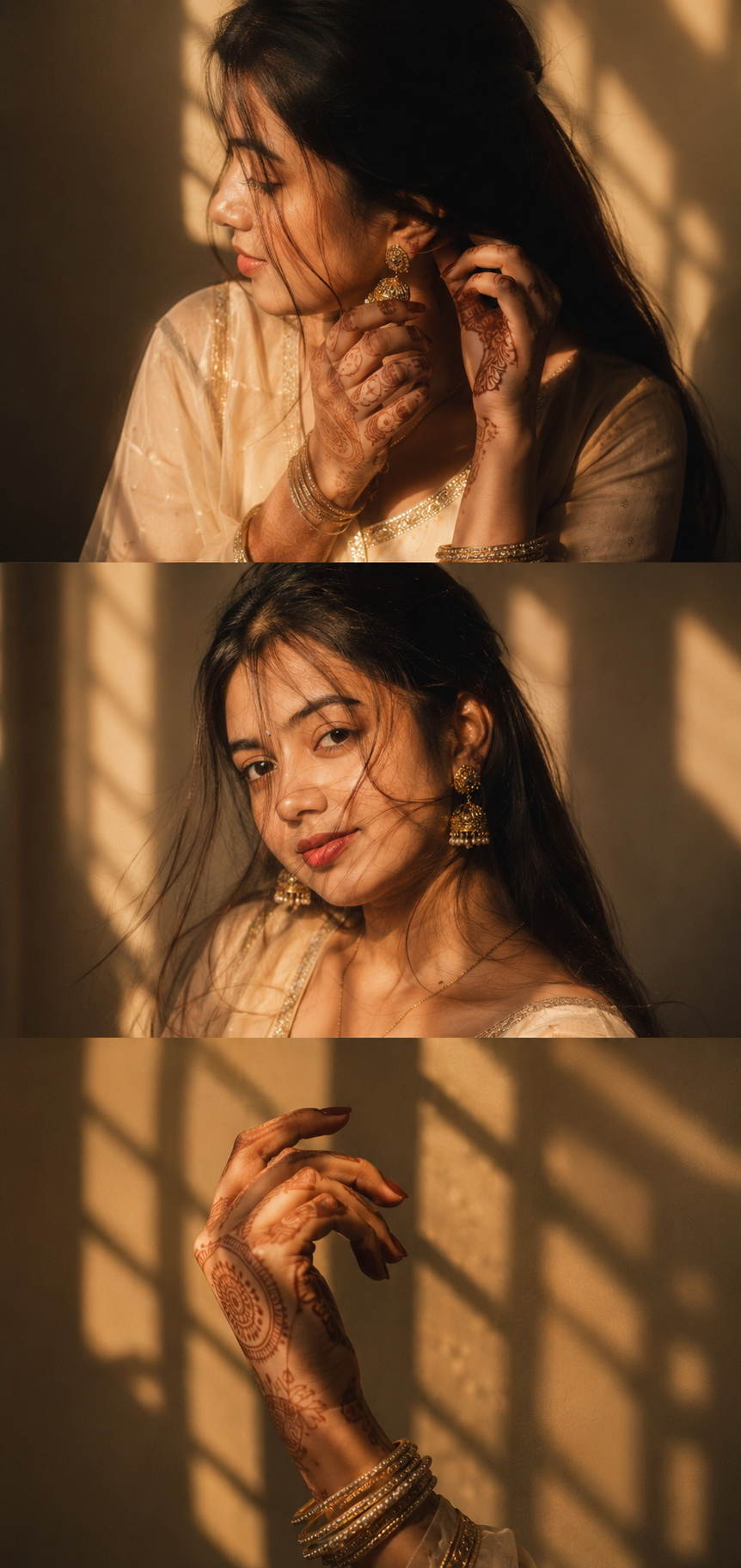 Ultra Realistic Cinematic Portrait Collage Prompt for Girls | Golden Hour Traditional Look
